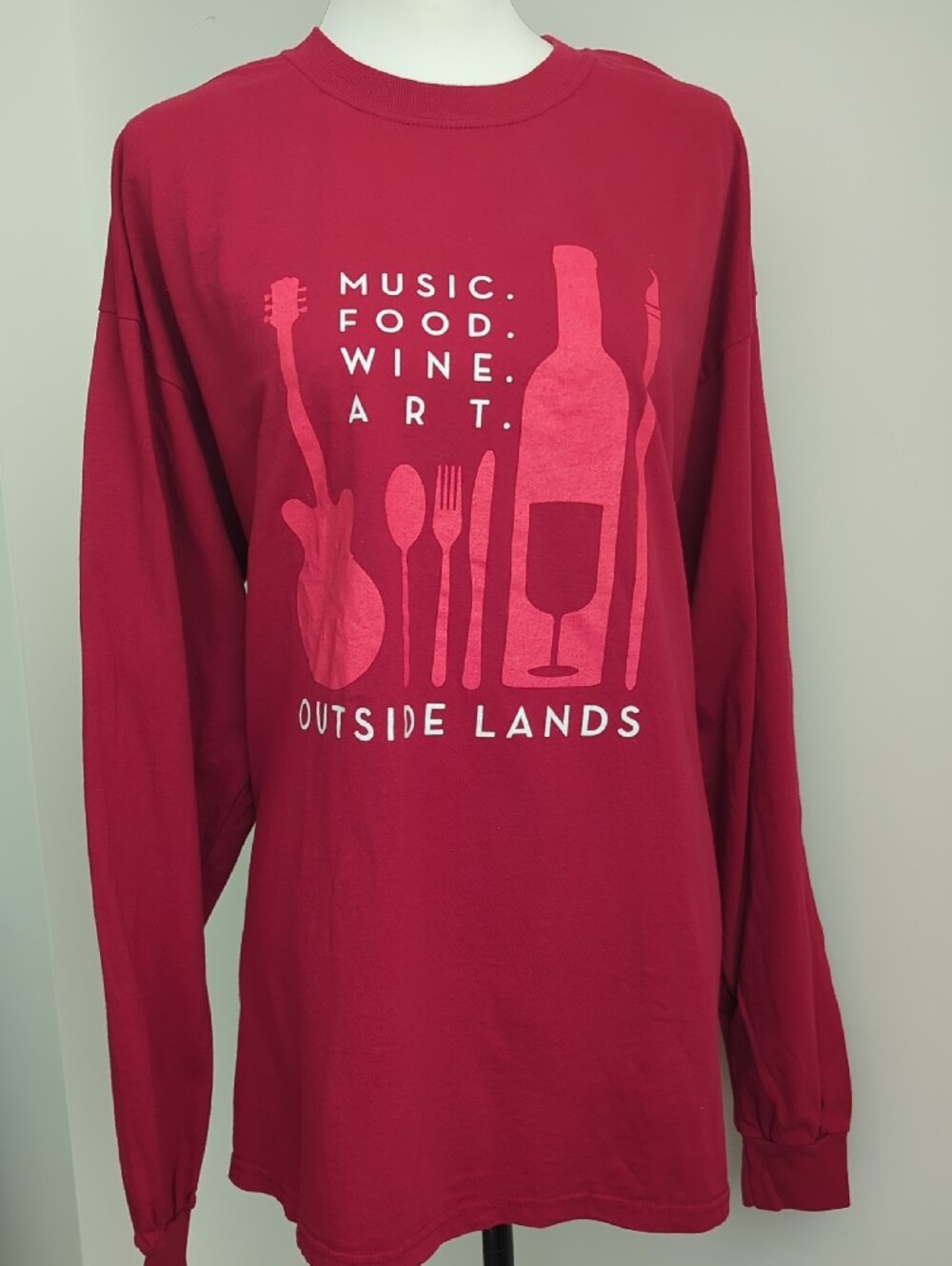 NWOT Outside Lands 2011 Vintage Red Long Sleeve Festival Tee Front Artwork XL